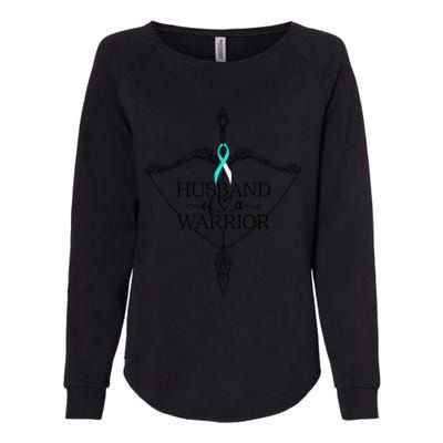 Husband Of A Warrior Cervical Cancer Awareness Support Squad Gift Womens California Wash Sweatshirt