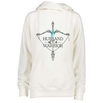 Husband Of A Warrior Cervical Cancer Awareness Support Squad Gift Womens Funnel Neck Pullover Hood