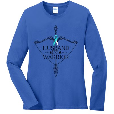 Husband Of A Warrior Cervical Cancer Awareness Support Squad Gift Ladies Long Sleeve Shirt