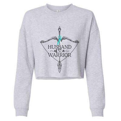 Husband Of A Warrior Cervical Cancer Awareness Support Squad Gift Cropped Pullover Crew