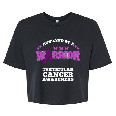 Husband Of A Warrior Testicular Cancer Awareness Great Gift Bella+Canvas Jersey Crop Tee