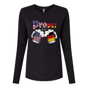 Happy Oktoberfest American German Munich Flag Prost Womens Cotton Relaxed Long Sleeve T-Shirt