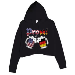 Happy Oktoberfest American German Munich Flag Prost Crop Fleece Hoodie