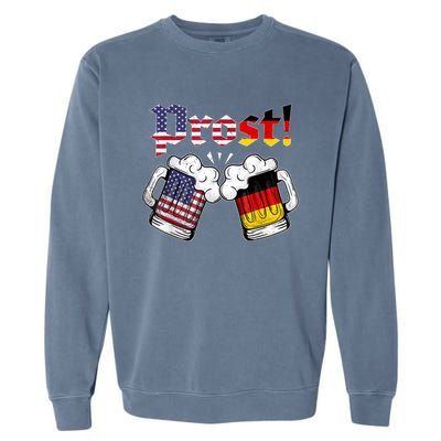 Happy Oktoberfest American German Munich Flag Prost Garment-Dyed Sweatshirt