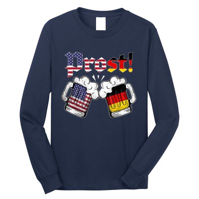 Happy Oktoberfest American German Munich Flag Prost Long Sleeve Shirt