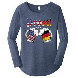 Happy Oktoberfest American German Munich Flag Prost Women's Perfect Tri Tunic Long Sleeve Shirt