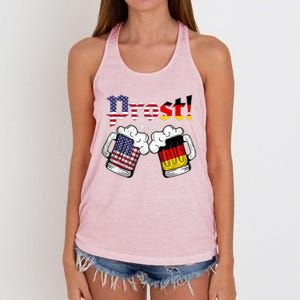 Happy Oktoberfest American German Munich Flag Prost Women's Knotted Racerback Tank