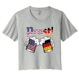 Happy Oktoberfest American German Munich Flag Prost Women's Crop Top Tee