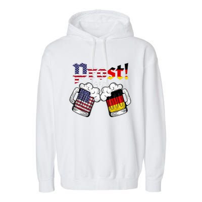 Happy Oktoberfest American German Munich Flag Prost Garment-Dyed Fleece Hoodie