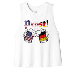 Happy Oktoberfest American German Munich Flag Prost Women's Racerback Cropped Tank