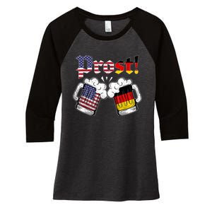 Happy Oktoberfest American German Munich Flag Prost Women's Tri-Blend 3/4-Sleeve Raglan Shirt