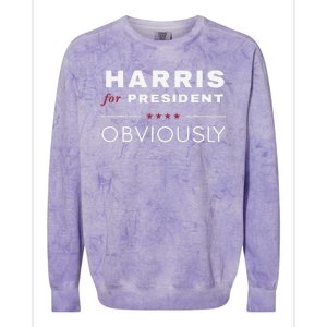 Harris Obviously A Vote For 2024 President Kamala Harris Colorblast Crewneck Sweatshirt