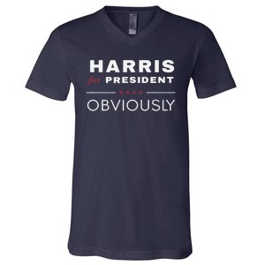 Harris Obviously A Vote For 2024 President Kamala Harris V-Neck T-Shirt