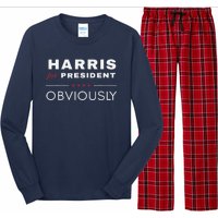 Harris Obviously A Vote For 2024 President Kamala Harris Long Sleeve Pajama Set