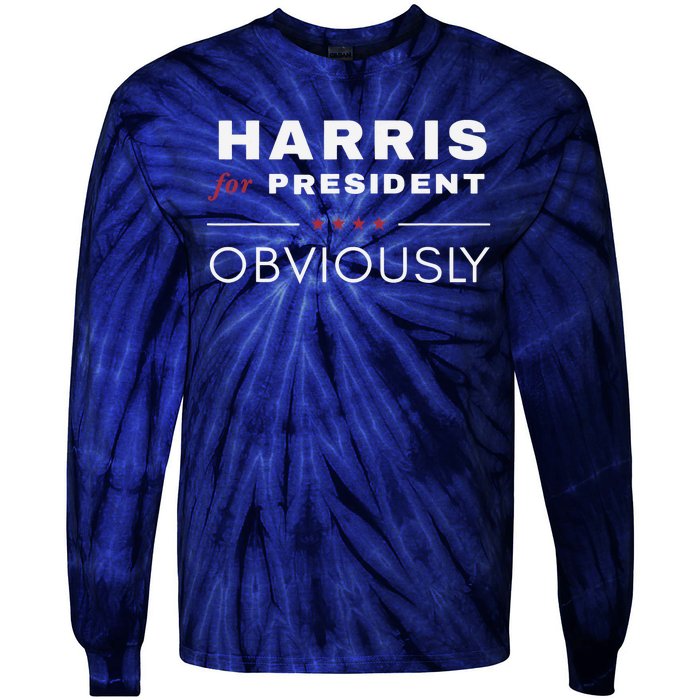 Harris Obviously A Vote For 2024 President Kamala Harris Tie-Dye Long Sleeve Shirt