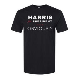 Harris Obviously A Vote For 2024 President Kamala Harris Softstyle CVC T-Shirt