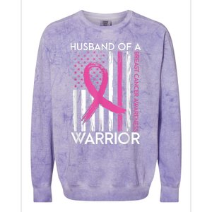 Husband Of A Warrior Breast Cancer Awareness  Support Squad Colorblast Crewneck Sweatshirt