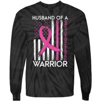 Husband Of A Warrior Breast Cancer Awareness  Support Squad Tie-Dye Long Sleeve Shirt