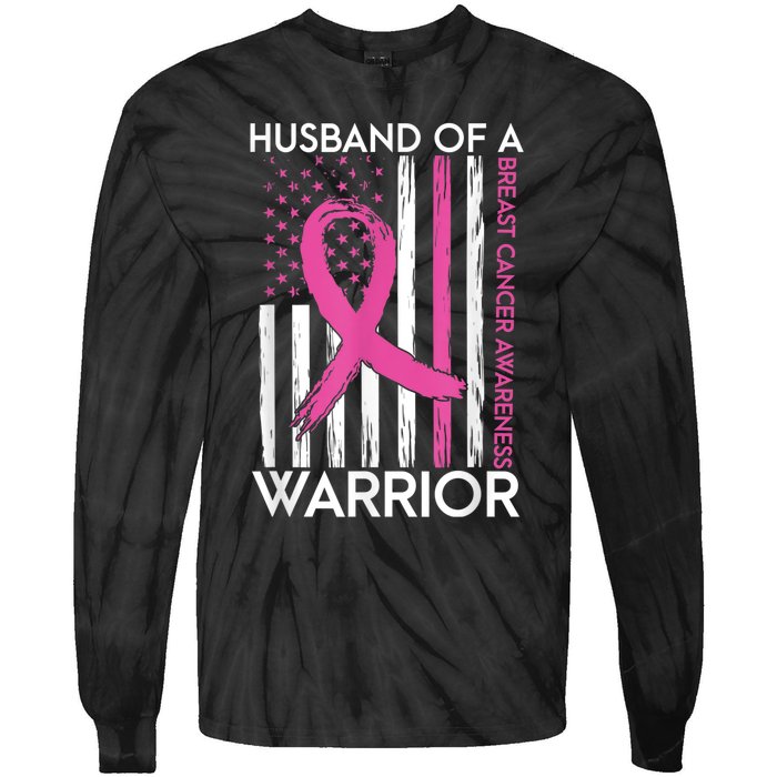 Husband Of A Warrior Breast Cancer Awareness  Support Squad Tie-Dye Long Sleeve Shirt