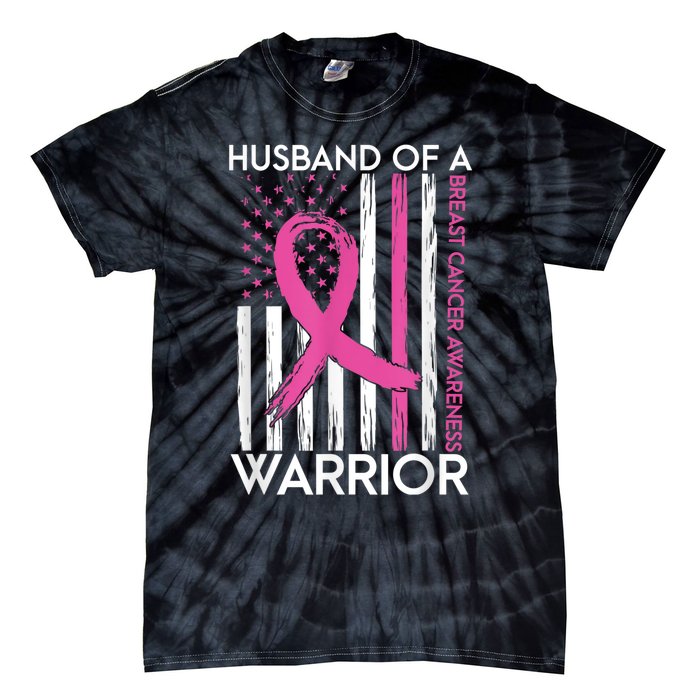 Husband Of A Warrior Breast Cancer Awareness  Support Squad Tie-Dye T-Shirt