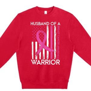 Husband Of A Warrior Breast Cancer Awareness  Support Squad Premium Crewneck Sweatshirt