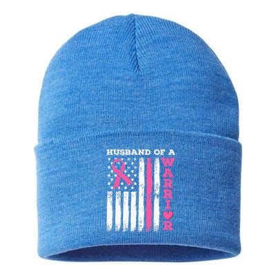 Husband Of A Warrior Breast Cancer Awareness Sustainable Knit Beanie