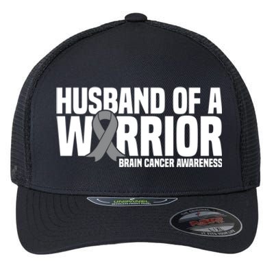 Husband Of A Warrior Grey Ribbon Brain Cancer Awareness Funny Gift Flexfit Unipanel Trucker Cap