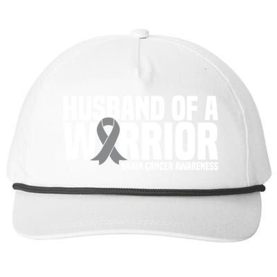 Husband Of A Warrior Grey Ribbon Brain Cancer Awareness Funny Gift Snapback Five-Panel Rope Hat