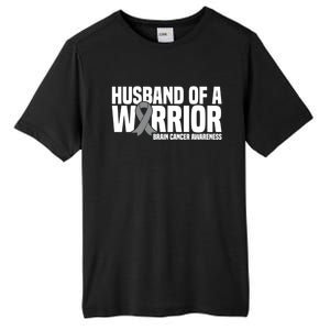 Husband Of A Warrior Grey Ribbon Brain Cancer Awareness Funny Gift Tall Fusion ChromaSoft Performance T-Shirt