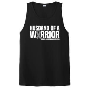 Husband Of A Warrior Grey Ribbon Brain Cancer Awareness Funny Gift PosiCharge Competitor Tank