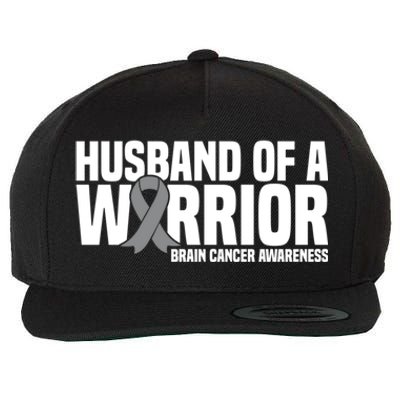 Husband Of A Warrior Grey Ribbon Brain Cancer Awareness Funny Gift Wool Snapback Cap