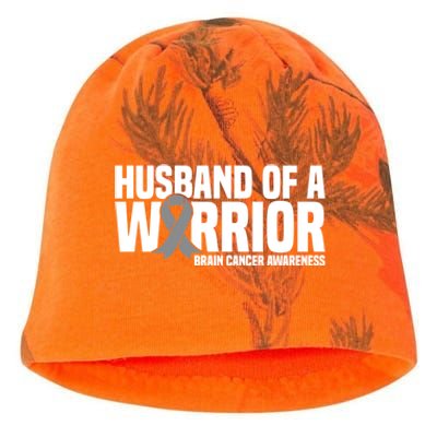 Husband Of A Warrior Grey Ribbon Brain Cancer Awareness Funny Gift Kati - Camo Knit Beanie