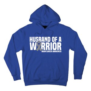 Husband Of A Warrior Grey Ribbon Brain Cancer Awareness Funny Gift Hoodie