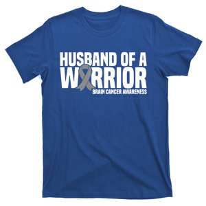 Husband Of A Warrior Grey Ribbon Brain Cancer Awareness Funny Gift T-Shirt