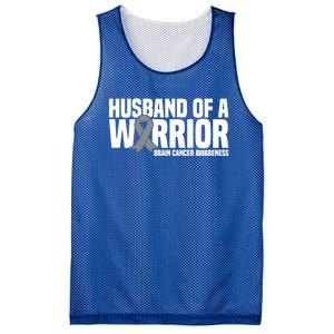 Husband Of A Warrior Grey Ribbon Brain Cancer Awareness Funny Gift Mesh Reversible Basketball Jersey Tank