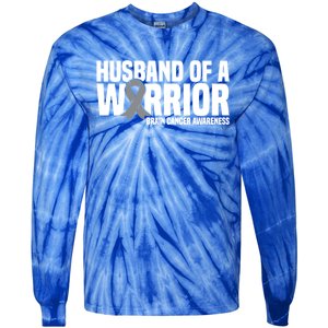 Husband Of A Warrior Grey Ribbon Brain Cancer Awareness Funny Gift Tie-Dye Long Sleeve Shirt