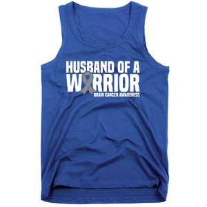 Husband Of A Warrior Grey Ribbon Brain Cancer Awareness Funny Gift Tank Top