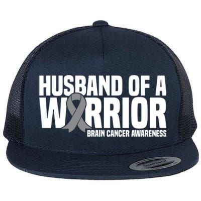 Husband Of A Warrior Grey Ribbon Brain Cancer Awareness Funny Gift Flat Bill Trucker Hat