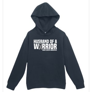 Husband Of A Warrior Grey Ribbon Brain Cancer Awareness Funny Gift Urban Pullover Hoodie