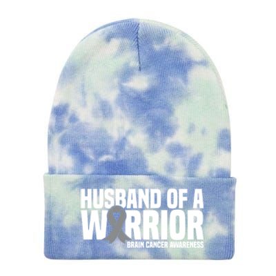 Husband Of A Warrior Grey Ribbon Brain Cancer Awareness Funny Gift Tie Dye 12in Knit Beanie