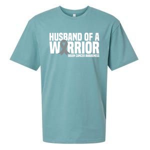 Husband Of A Warrior Grey Ribbon Brain Cancer Awareness Funny Gift Sueded Cloud Jersey T-Shirt