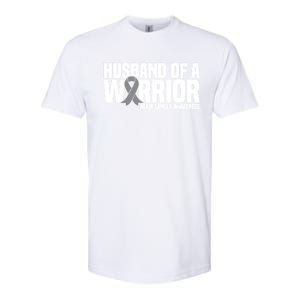 Husband Of A Warrior Grey Ribbon Brain Cancer Awareness Funny Gift Softstyle CVC T-Shirt