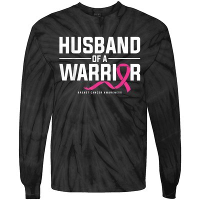 Husband Of A Warrior Breast Cancer Awareness Tie-Dye Long Sleeve Shirt