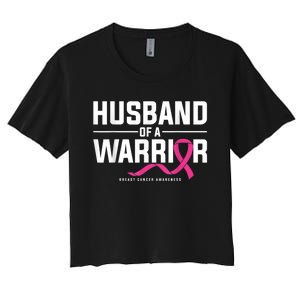 Husband Of A Warrior Breast Cancer Awareness Women's Crop Top Tee