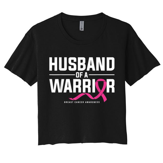 Husband Of A Warrior Breast Cancer Awareness Women's Crop Top Tee