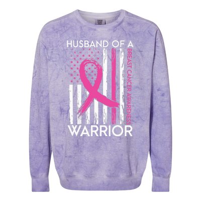 Husband Of A Warrior Breast Cancer Awareness Support Squad Colorblast Crewneck Sweatshirt