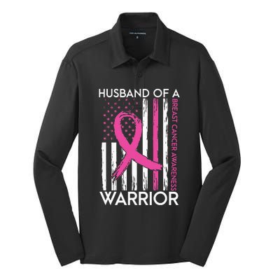 Husband Of A Warrior Breast Cancer Awareness Support Squad Silk Touch Performance Long Sleeve Polo