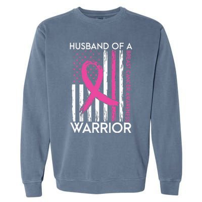 Husband Of A Warrior Breast Cancer Awareness Support Squad Garment-Dyed Sweatshirt