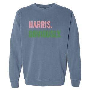 Harris Obviously A Vote For 2024 President Kamala Harris Gift Garment-Dyed Sweatshirt