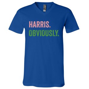 Harris Obviously A Vote For 2024 President Kamala Harris Gift V-Neck T-Shirt